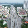 Nút giao Giải Phóng với đường Vành đai 3 trên cao thông thoáng trong chiều ngày 2/9. (Ảnh: Khánh Hùng/Vietnam+)