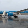 Máy bay Vietnam Airlines hạ cánh tại sân bay Kolkata. (Ảnh: PV/Vietnam+)