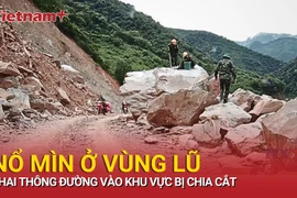Nghệ An nổ mìn thông đường bị vùi lấp sau mưa lũ lịch sử 