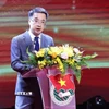 Đồng chí Nguyễn Tường Lâm, Bí thư Ban Chấp hành Trung ương Đoàn, Chủ tịch Hội Liên hiệp Thanh niên Việt Nam phát biểu, ghi nhận kết quả của Diễn đàn và định hướng một số nội dung trọng tâm trong thời gian tới. (Ảnh: Minh Đức/TTXVN)