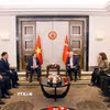 Chủ tịch Quốc hội Trần Thanh Mẫn hội kiến Chủ tịch Quốc hội Thổ Nhĩ Kỳ Numan Kurtulmus. (Ảnh: Doãn Tấn/TTXVN)