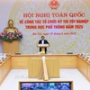 Thủ tướng Phạm Minh Chính chủ trì Hội nghị toàn quốc về công tác tổ chức Kỳ thi tốt nghiệp Trung học phổ thông năm 2025. (Ảnh: Dương Giang/TTXVN)