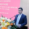 Tân Phó Bí thư Tỉnh ủy Ninh Bình Trần Đăng Quỳnh phát biểu nhận nhiệm vụ. (Ảnh: Đại Nghĩa/TTXVN)