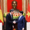 Chủ tịch nước Lương Cường tiếp Thủ tướng Tây Ban Nha Pedro Sánchez. (Ảnh: Lâm Khánh/TTXVN)