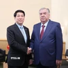 Chủ tịch nước Lương Cường gặp Tổng thống Tajikistan Emomali Rahmon. (Ảnh: Lâm Khánh/TTXVN)