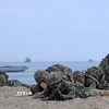 Lực lượng Thủy quân lục chiến Hàn Quốc tham gia cuộc tập trận đổ bộ tại Pohang, tỉnh Bắc Gyeongsang, Hàn Quốc, ngày 28/4/2025. (Ảnh: Yonhap/TTXVN)