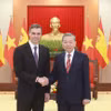 Tổng Bí thư Tô Lâm tiếp Thủ tướng Tây Ban Nha Pedro Sánchez. (Ảnh: Thống Nhất/TTXVN)