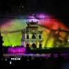 Màn trình diễn ánh sáng 3D Mapping trên Tháp Rùa kết hợp hệ thống màn nước. (Ảnh: Khánh Hòa/ TTXVN)