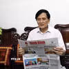 Ông Trần Bá An (Bí thư Chi bộ tổ 3) đóng góp ý kiến sau khi theo dõi bài phát biểu bế mạc của Tổng Bí thư, Chủ tịch nước Tô Lâm. (Ảnh: Đại NghĩaTTXVN)