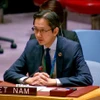 Đại sứ Đỗ Hùng Việt phát biểu tại phiên thảo luận của Hội đồng Bảo an Liên hợp quốc. (Ảnh: Thanh Tuấn/TTXVN)