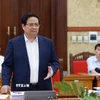 Thủ tướng Phạm Minh Chính làm việc với Ban Thường vụ Tỉnh ủy Tây Ninh. (Ảnh: Dương Giang/TTXVN)