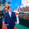 Thủ tướng Phạm Minh Chính dự Lễ kỷ niệm 80 năm Ngày truyền thống Lực lượng vũ trang Quân khu 5. (Ảnh: Dương Giang/TTXVN)