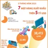 5 tháng năm 2025: 7 mặt hàng xuất khẩu trên 5 tỷ USD