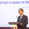 Phó Chủ tịch Thường trực UBND tỉnh Quảng Trị Hoàng Nam phát biểu tại lễ khai mạc. (Ảnh: Tường Vi/TTXVN)