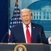 Tổng thống Mỹ Donald Trump phát biểu tại Nhà Trắng. (Ảnh: THX/TTXVN)