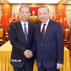 Tổng Bí thư Tô Lâm và Ủy viên trưởng Nhân đại toàn quốc Trung Quốc Triệu Lạc Tế. (Ảnh: Thống Nhất/TTXVN)