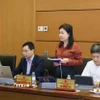 Đại biểu Quốc hội Thành phố Hà Nội Nguyễn Phương Thủy thảo luận ở tổ. (Ảnh: Phương Hoa/TTXVN)