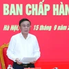 Đồng chí Trần Cẩm Tú, Uỷ viên Bộ Chính trị, Thường trực Ban Bí thư, Bí thư Đảng uỷ các cơ quan Đảng Trung ương chủ trì hội nghị. (Ảnh: Phương Hoa/TTXVN)