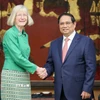 Thủ tướng Phạm Minh Chính tiếp bà Gillian Bird, Đại sứ Australia tại Việt Nam. (Ảnh: Dương Giang/TTXVN)