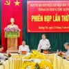 Bí thư Tỉnh ủy Quảng Trị Nguyễn Long Hải phát biểu tại phiên họp. (Ảnh: Nguyên Linh/TTXVN)