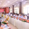 Quang cảnh buổi làm việc giữa UBND hai tỉnh Long An và Tây Ninh. (Ảnh: Bùi Giang/TTXVN)