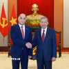 Tổng Bí thư Tô Lâm tiếp Thư ký Hội đồng An ninh quốc gia Belarus Volfovich Aleksandr Grigorievich. (Ảnh: Thống Nhất/TTXVN)