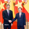 Chủ tịch Quốc hội Trần Thanh Mẫn với Thủ tướng Tây Ban Nha Pedro Sánchez. (Ảnh: Doãn Tấn/TTXVN)
