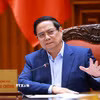 Thủ tướng Phạm Minh Chính chủ trì họp về Đề án phòng, chống sụt lún, sạt lở, ngập úng, hạn hán, xâm nhập mặn vùng đồng bằng sông Cửu Long đến năm 2035, tầm nhìn đến năm 2050. (Ảnh: Dương Giang/TTXVN)