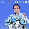 Thủ tướng Phạm Minh Chính phát biểu tại Lễ khởi công dự án Tổ hợp Không gian sáng tạo CMC tại Hà Nội. (Ảnh: Dương Giang/TTXVN)