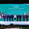 Thủ tướng Nhật Bản Takaichi Sanae và Thủ tướng Australia Anthony Albanese và Trưởng đoàn các nước ASEAN tham dự Hội nghị Lãnh đạo Cộng đồng châu Á phát thải ròng bằng 0 lần thứ 3. (Ảnh: Dương Giang/TTXVN)