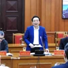 Đồng chí Nghiêm Phú Cường, Phó Chủ nhiệm Ủy ban Kiểm tra Trung ương, Phó Trưởng đoàn Thường trực chủ trì buổi làm việc. (Ảnh: Quốc Dũng/TTXVN)
