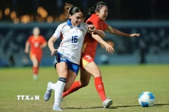 Tuyển nữ Việt Nam thua Philippines ở phút bù giờ. (Ảnh: Minh Quyết/TTXVN)