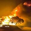 Khói lửa bốc lên từ đám cháy rừng tại Perth (Australia). (Ảnh: AFP/TTXVN)