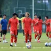 Các cầu thủ đội tuyển U23 Việt Nam có buổi tập trên sân vận động Lapangan tại Thủ đô Jakarta vào chiều 28/7. (Nguồn: VFF)