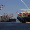 Cảng container hàng hoá Los Angeles ở California (Mỹ) ngày 10/5/2025. (Ảnh: THX/TTXVN)