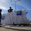 Hàng viện trợ của UNRWA tại Dải Gaza. (Ảnh: THX/TTXVN)