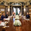 Ngoại trưởng Nga Sergey Lavrov (phải) và Ngoại trưởng Mỹ Marco Rubio (thứ hai, trái) tại cuộc đàm phán ở Riyadh (Saudi Arabia) ngày 18/2/2025. (Ảnh: Reuters/TTXVN)