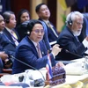 Thủ tướng Phạm Minh Chính phát biểu tại Phiên toàn thể Hội nghị Cấp cao ASEAN lần thứ 44, tại Vientiane (Lào) hồi tháng 10 năm ngoái. (Ảnh: Dương Giang/TTXVN)