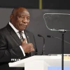 Tổng thống Nam Phi Cyril Ramaphosa phát biểu tại một hội nghị ở Cape Town. (Ảnh: Kyodo/TTXVN)