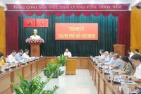 Bí thư Thành ủy TPHCM Nguyễn Văn Nên dự và chủ trì buổi họp. (Nguồn: Trang tin Điện tử Đảng bộ Thành phố Hồ Chí Minh)