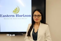 Bà Christine Le, Tổng Giám đốc công ty Eastern Horizon Wealth Management, Chủ tịch Hiệp hội Tài chính và Đầu tư Việt Nam tại Vương quốc Anh. (Ảnh: Phong Hà/TTXVN) 