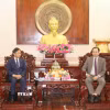 Ông Vương Quốc Nam (trái), Phó Chủ tịch Ủy ban Nhân dân thành phố Cần Thơ tiếp ông Okabe Mitsutoshi, Trưởng Văn phòng đại diện Tổ chức Xúc tiến Thương mại Nhật Bản (JETRO) tại Thành phố Hồ Chí Minh. (Ảnh: Ngọc Thiện/TTXVN)
