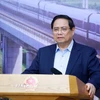 Thủ tướng Phạm Minh Chính chủ trì phiên họp thứ bảy của Ban Chỉ đạo các công trình trọng điểm, dự án quan trọng quốc gia lĩnh vực đường sắt. (Ảnh: Dương Giang/TTXVN)