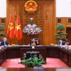 Thủ tướng Phạm Minh Chính chủ trì cuộc họp của Ban Thường vụ Đảng ủy Chính phủ về đề án sắp xếp các đơn vị hành chính. (Ảnh: Dương Giang/TTXVN)