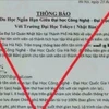 Thông báo giả mạo Đại học Quốc gia. (Nguồn: Đại học Công nghệ)