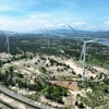 Nhà máy điện gió Phương Mai gồm 11 tổ máy, tổng công suất 26,4 MW, tổng mức đầu tư 1.076 tỷ đồng, trong Khu kinh tế Nhơn Hội, tỉnh Gia Lai. (Ảnh: Vũ Sinh/TTXVN)