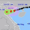 Hướng di chuyển của bão số 3 lúc 7 giờ ngày 22/7. (Ảnh: TTXVN phát)