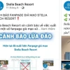 Nhiều trang fanpage chính thức của các khách sạn ven biển Đắk Lắk có thông tin cảnh báo lừa đảo đến du khách. (Ảnh: TTXVN phát)