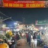 Chợ hoa Quảng An đông đúc những ngày giáp Tết. (Ảnh: Nguyễn Cúc/TTXVN)