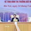 Thủ tướng Phạm Minh Chính chủ trì cuộc làm việc của Thường trực Chính phủ về tình hình thị trường bất động sản. (Ảnh: Dương Giang/TTXVN)